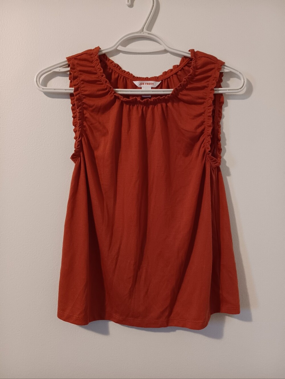 Joe Fresh Rust Orange Ruffle-Trim Sleeveless Camisole